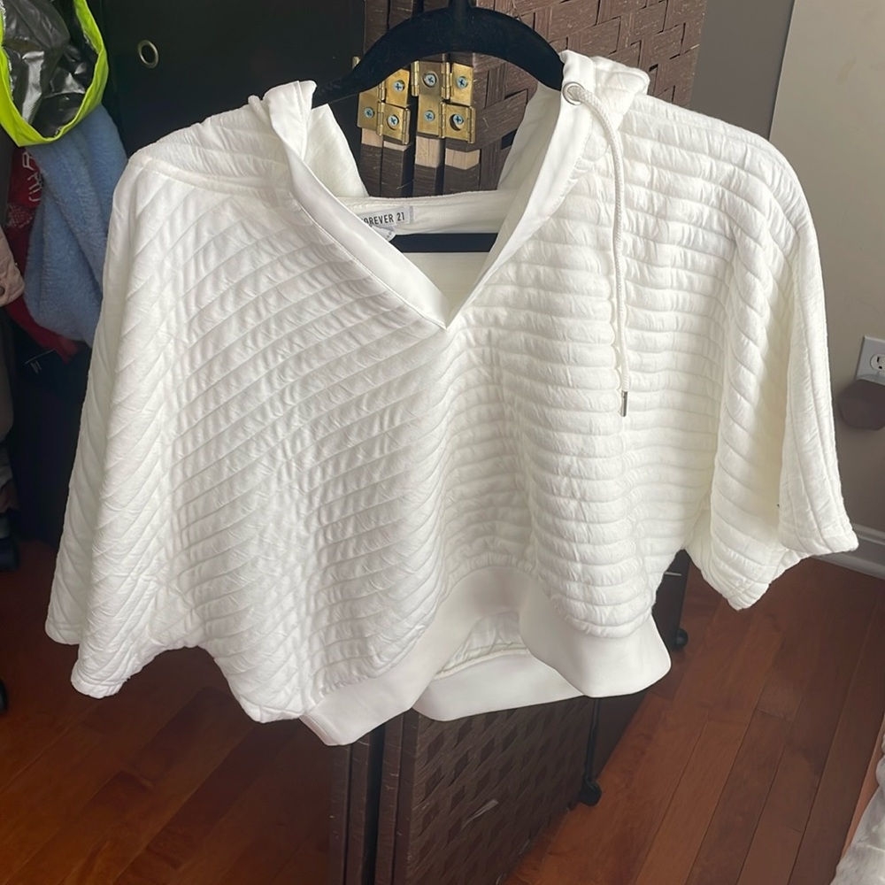 White Hooded Crop Top